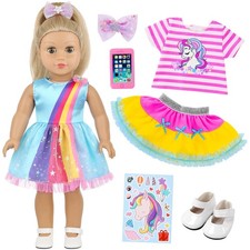 Ropa de muñeca americana de 18 pulgadas, juego de 2 ropa y accesorios para muñeca niña para 18...