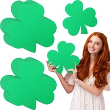 100 Pcs St. Patrick's Day Shamrock Cutouts Green Paper Shamrocks Clover Cut O...
