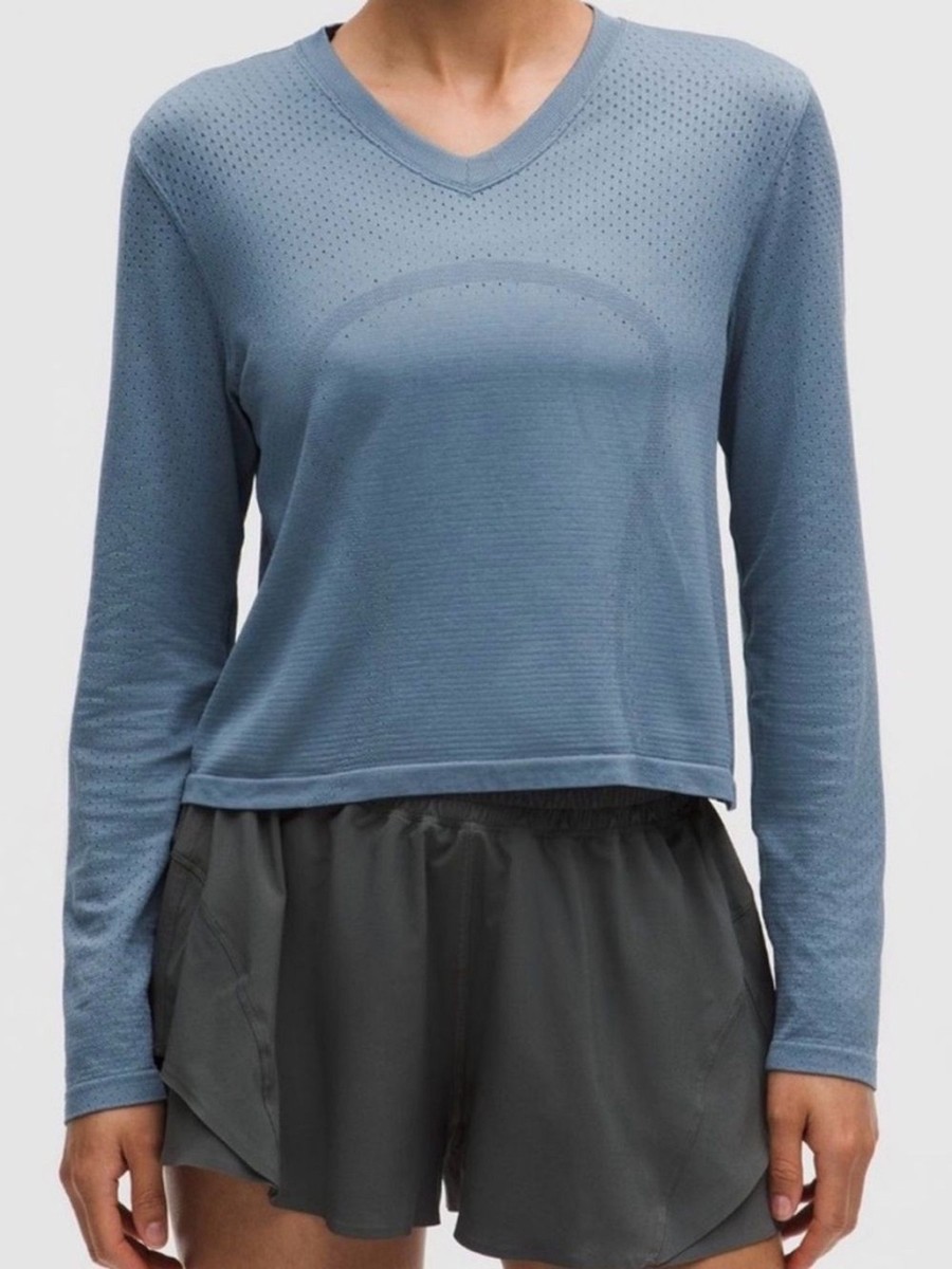 NWT Lululemon Swiftly Open Hole V-Neck Long Sleeve Shirt Active