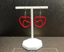 Double heart valentines day earrings red danggle