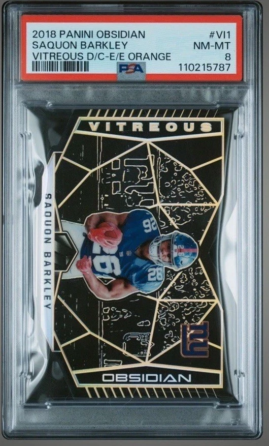 Saquon Barkley Panini Obsidian Vitreous Die-Cuts #VI1 Electric Etch Orange