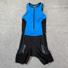 Zoot Tri Suit Women Small Blue Black Sleeveless Triathlon Compression Gear