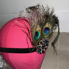 1920s Flapper Headband Roaring 20s Headpiece with Crystal Gatsby Ostrich Feat...