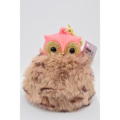 Bath & Body Works Pink Fluffy Owl Pocket * Bac Holder Pink Faux Fur NWT