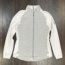 Peter Millar Women's Merge Elite Quilted Jacket Gray Pink Golf Athleisure M