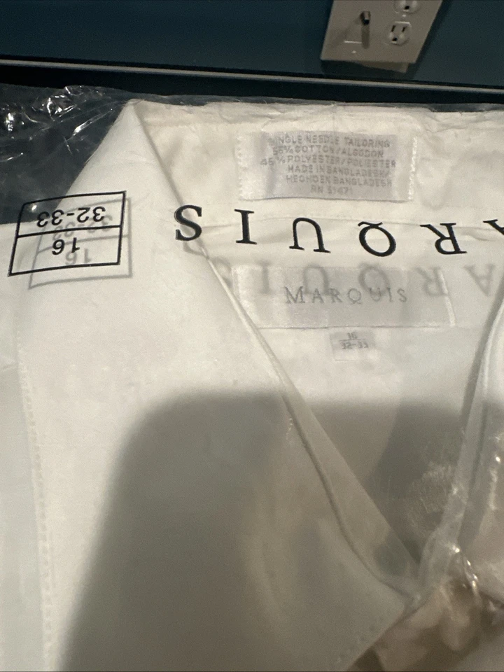 Camisa de vestir Marquis para hombre - Marfil - 16. 32-33 NUEVO Foto 3 de 4