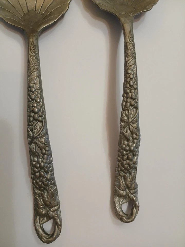 Juego de servir ensalada de vid de uva Arthur Court 1990 de colección hoja concha Foto 3 de 4