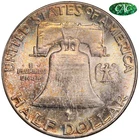 1953 Toned Franklin Half Dollar CAC MS 63 FBL See Video Toning Silver 50C CACG