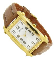 Fossil Vintage Herren Damen Armbanduhr Leder Gold Perlmutt TM-7221 Batt neu S164