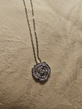Elegant Hollow Tea Rose Pendant Necklace on a 20 Inch Adjustable Chain