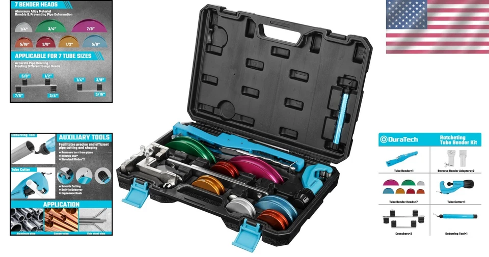 Pipe Bending Tools Set - 90° Forward/Reverse Bender with Cutter & Deburring Tool - Image 2 of 4