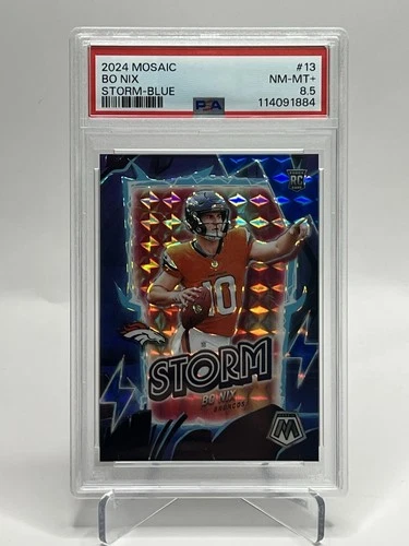 2024 Panini Mosaic Storm Blue #13 Bo Nix /99 RC Rookie PSA 8.5