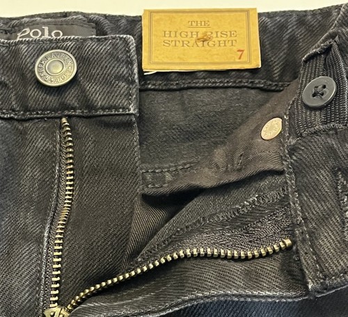 Polo Ralph Lauren Studded High Rise Straight Black Jeans Girls Size 7 NWT $175 - Picture 8 of 18