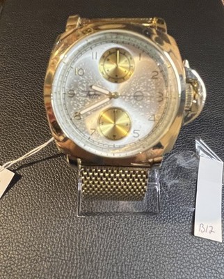 Techno Pave Wristwatch Model 7833 Gold Tone Stainless Steel 25mm Band