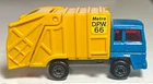 Matchbox Lesney #38 Blue/Yellow Refuse Truck "Metro D.P.W. 66" (Black Lever)