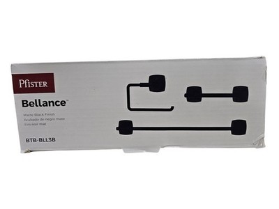 Pfister Bellance 3 Piece Bath Hardware Towel Bar Set in Matte Black BTB-BLL3B