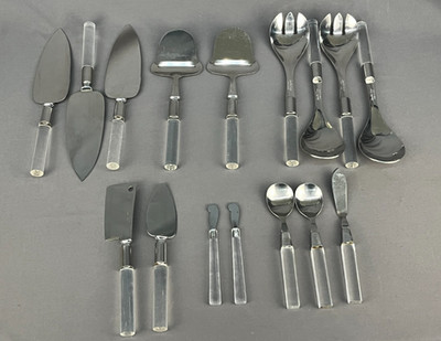 16 Pc Frontier Forge Stainless & Lucite Cheese Pie Salad Server Set ~ Japan