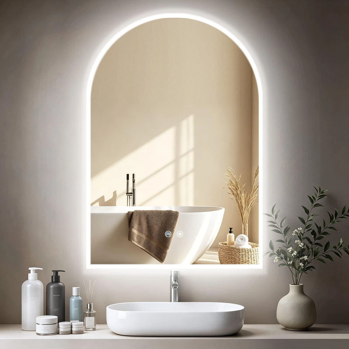 LED Badspiegel Badezimmerspiegel mit Beleuchtung Touch Wandspiegel Beschlagfrei