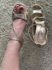 Regina Seduce Me Gold Cross Strap tango shoes 35 USA 5.5-6 6n 3  Heels Worn 1x