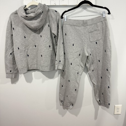 Ralph Lauren Kids XL 16/18 Pink Pony 20 Years Set Sweatshirt Sweatpants Gray - Picture 7 of 8