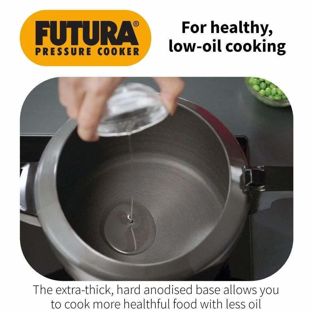 Futura Hawkins 3-Litre Hard Anodized Induction Compatible Pressure Cooker,  Small, Black