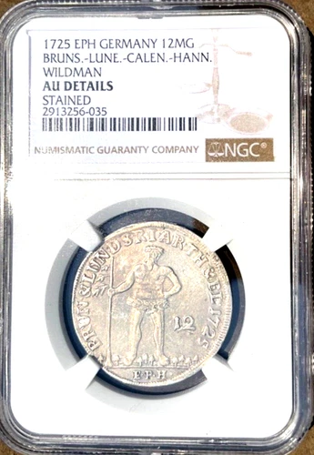 1725 EPH German States Brunswick Luneburg Wildman 1/3 Taler 12 MG NGC AU Germany