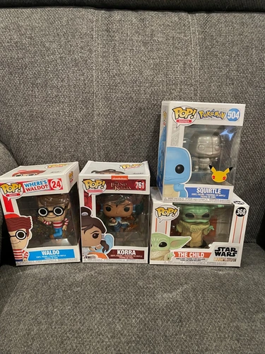 FUNKO POP LOT NEW IN BOX 24 WALDO 761 KORRA 504 SQUIRTLE 368 THE CHILD STAR WARS