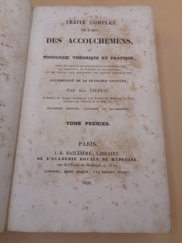 Velpeau : Traité complet de l'art des accouchements 1835 - Bild 2 von 8