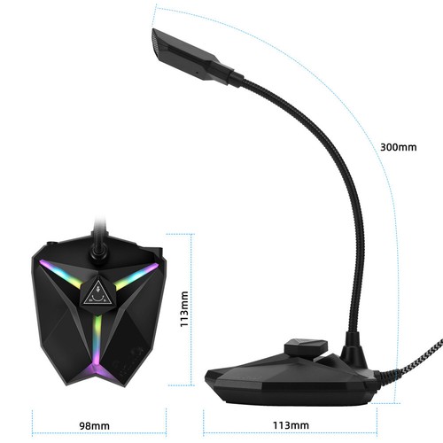 Micrófono unidireccional para juegos ajustable USB micrófonos con indicador RGB - Imagen 12 de 12