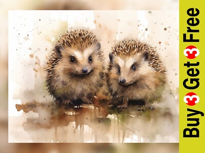 Charming Two Hedgehogs Watercolor Print, Whimsical Woodland Art Cozy Decor  5