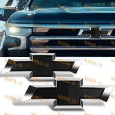 For 2022 2023 2024 Chevy Silverado Black Front Grill & Tailgate Bow tie Emblem