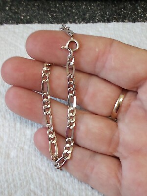 Vintage 925 Sterling Silber Figarokette Gliederarmband unbekannte Punze 7 cm
