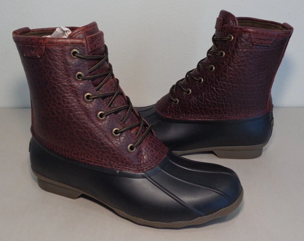 Sperry Size 10 M SALTWATER Amaretto Black Leather Duck Boots New Men's Shoes