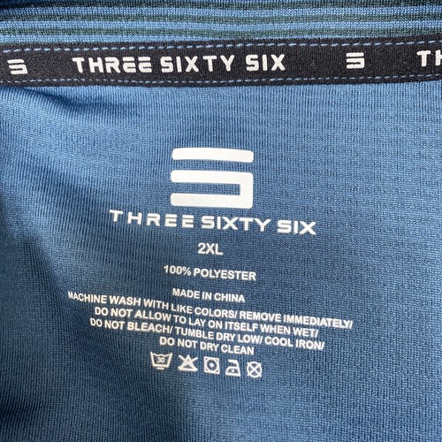 Three Sixty Six Men's Size 2XL Long Sleeve Polo Shirt 1/4 Button Blue Green R2 - Picture 3 of 8