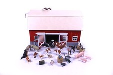 30 tlg. Set Schleich Große Scheune Stall Bauernhof Tierfiguren Pfleger Zubehör