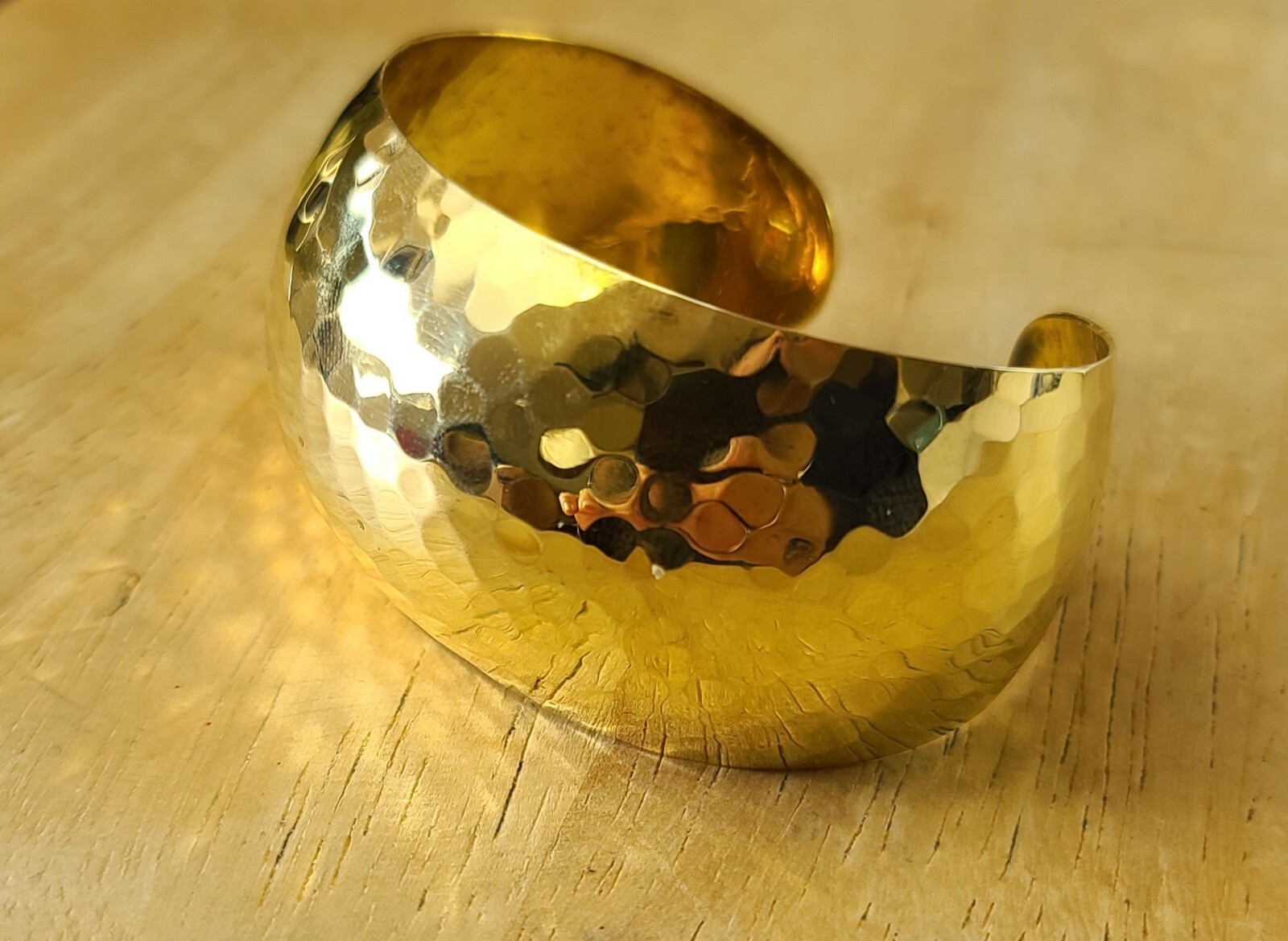 Sterling 925 Solid Silver Hammered Cuff 7" Adjust… - image 4