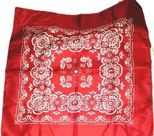 Red Paisley, Flowered Bandana. Large. New. Polyester.