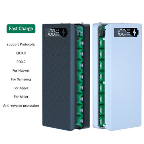 QC/PD Quick Charge 8x18650 LCD Battery Power Bank Case Battery Storage  um - Afbeelding 1 van 14