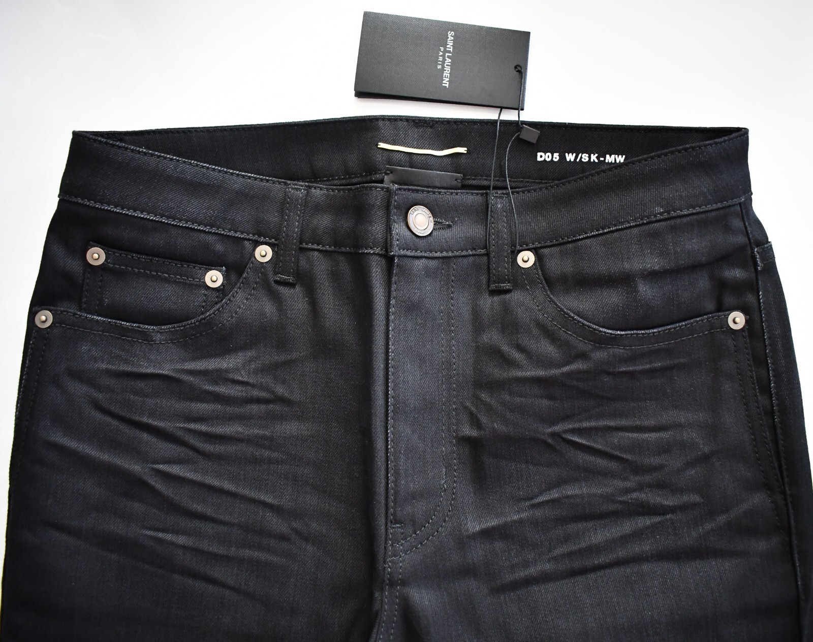 ️ Jeans SAINT LAURENT Paris D05 con SK MW neri SKINNY TAGLIA MEDIA 31