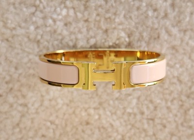 Hermes Clic H Bracelet Rose Yellow Gold, Size PM