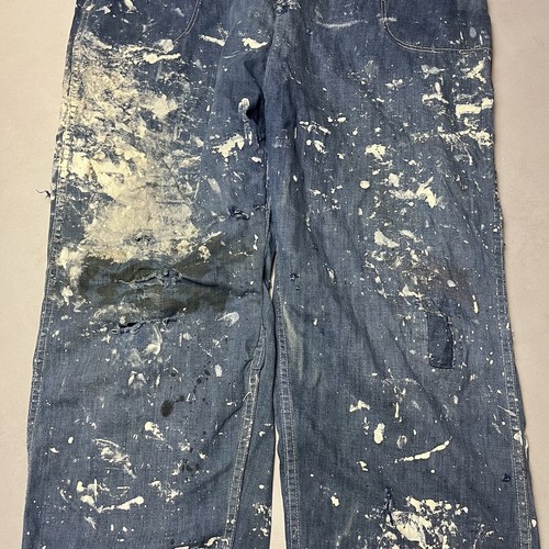 Vintage 40’s 50’s Ranch Craft Side Zip Denim Jeans Paint Thrashed Pants 36 - Picture 10 of 11