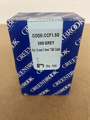 1000 Greenbrook Electrical 5x8 grau Kabelclips für 1,0 & 1,5 mm T&E Kabel