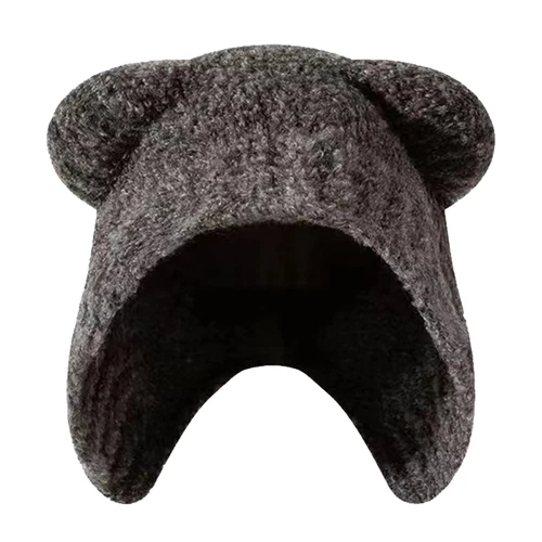 Hat with Ears Soft and Comfortable Cute Knitted Beanie Bear Hat Keep Warm Gift - Picture 14 of 19