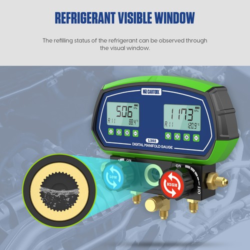 R134A aire acondicionado coche refrigerante manguera de llenado prueba de fugas manómetro de presión de vacío - Imagen 10 de 20
