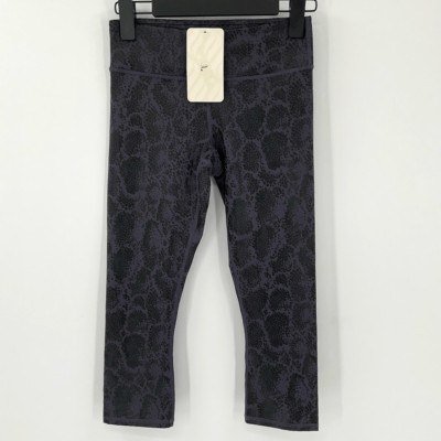 Fabletics Mid Rise PowerHold Crop Legging Byzantine Print Purple Black Women XXS