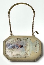 2000's Roberto Cavalli Painted Leather Minaudiere Clutch Handbag