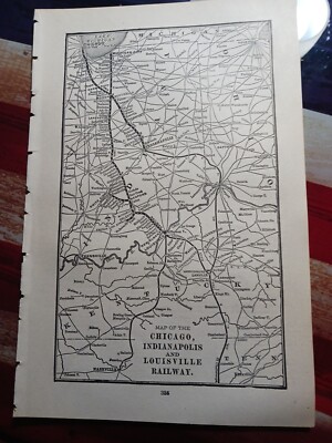 1902 Zug Streckenkarte Chicago Indianapolis & Louisville Eisenbahn Bahnhöfe