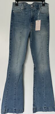 REVICE True Romance High Waist Stretch Heart Bottom Flare Denim Jeans Size  27