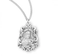 St Therese of Lisieux Sterling Silver Medal Size 0.8in x 0.6in