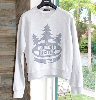 DSQUARED2 SWEATER M logo big dsquared 2 d2 grey crewneck lifestyle 1964